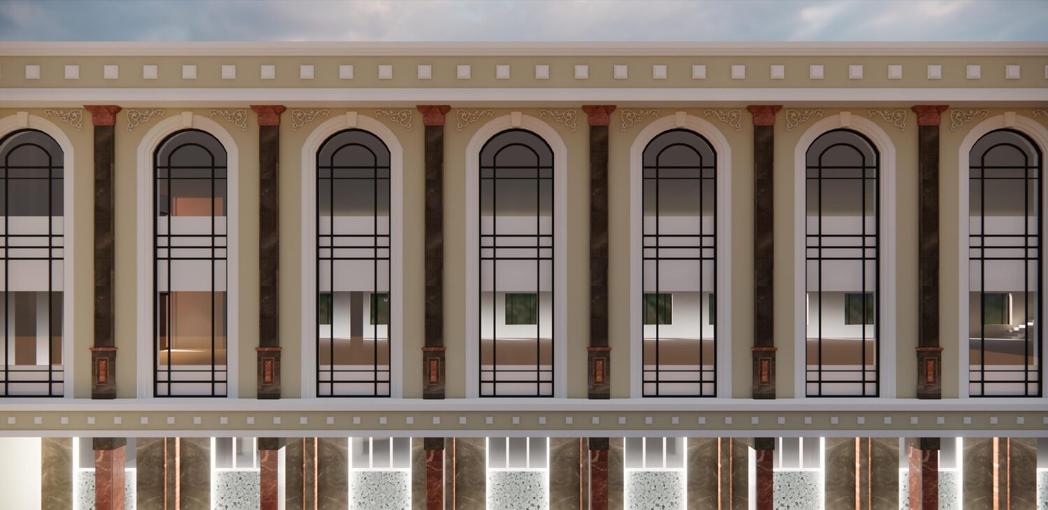 Ambarison Marriage Hall side elevation showing column colonnade