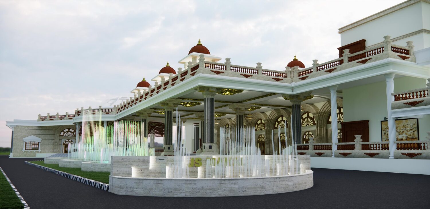 JS Mahal fountain view at night