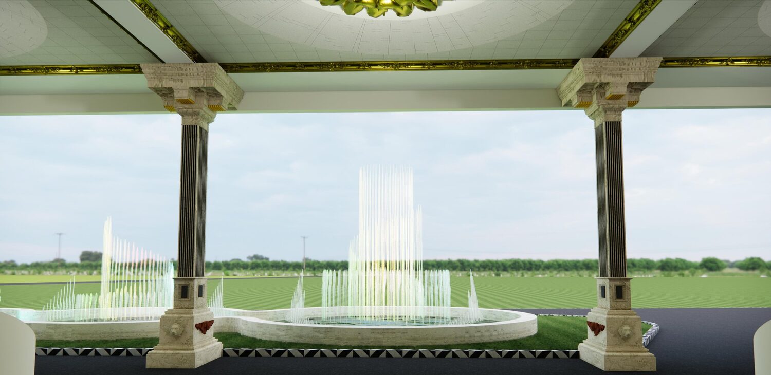 JS Mahal front fountain design